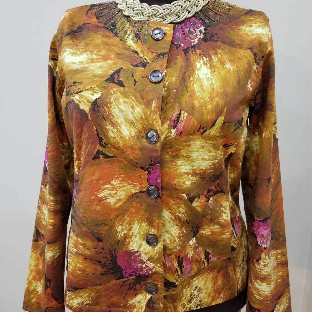 Chico's Floral Print Jacket